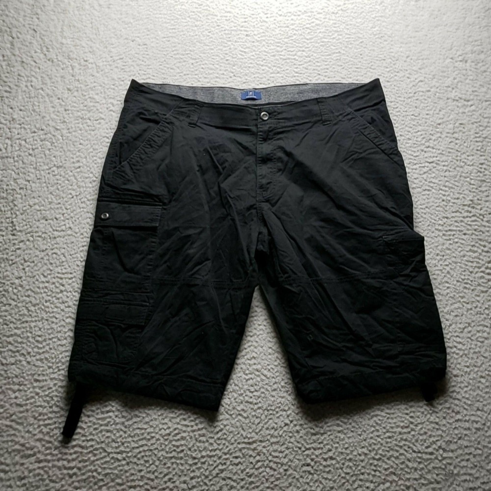 George Cargo Shorts Mens 44 Black Cotton Spandex Stretch Canvas Casual Summer